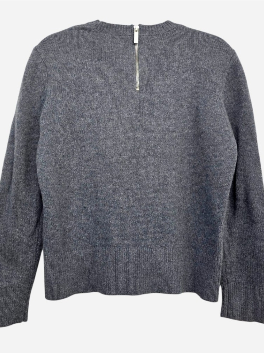 The Kooples Heather Gray Back-Zip Wool And Yak Sweater, Size M